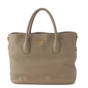 Prada Vitello Dino Calf Leather Tote Bag Greige